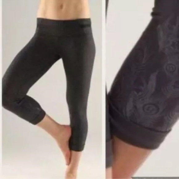 lululemon athletica Pants - Lululemon Acro Crop Grey Peacock Cuffed Hem 4